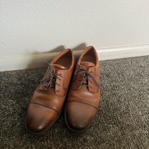 Cole Haan Tan Leather Cap-Toe Oxfords